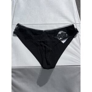 La Perla Panties Black With Lace Size 3 Silk Blend Cotton Crotch NWT